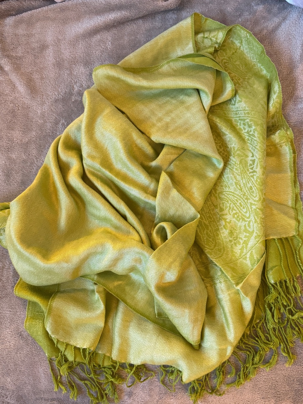 CASHMERE AND SILK PASHMINA LIME GREEN MADE IN TURKEY
